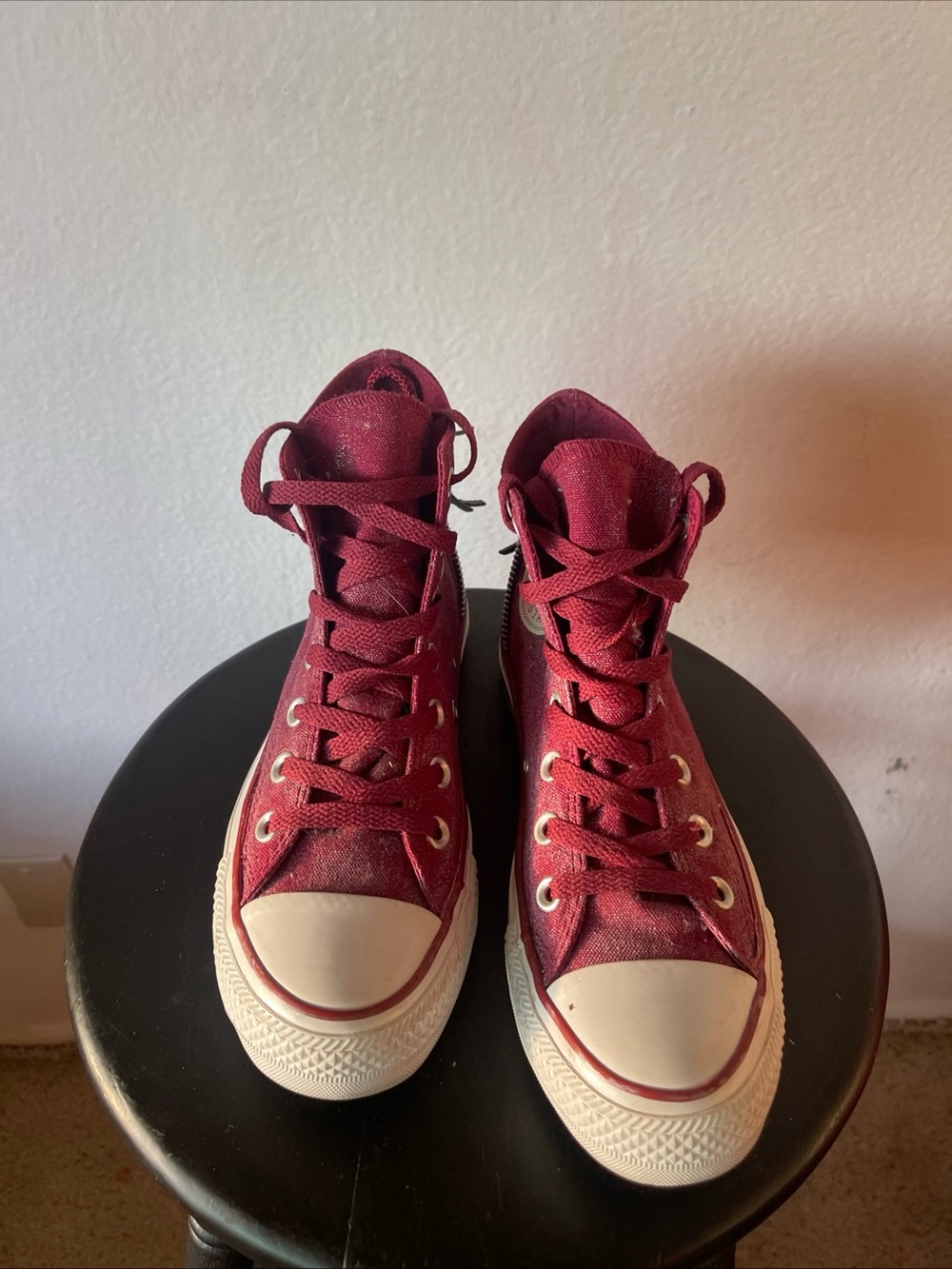 Y2k Converse Maroon High Top Canvas Sneakers